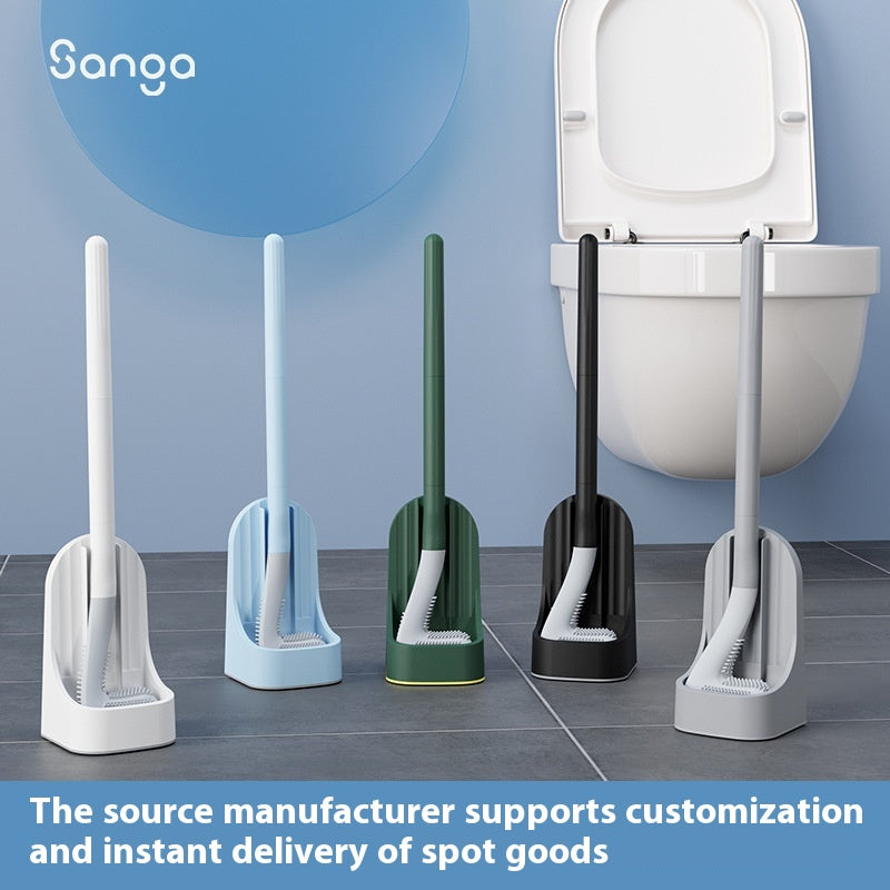 Long Handle Detachable Toilet Brush with Base - Flexible No Dead Angle Cleaner