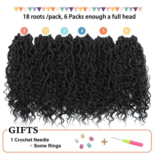Forevery Goddess Locs Crochet Hair 22 Inch Faux Locs Crochet Hair for Black Women 6 Packs Boho Crochet Locs With Curly Ends 1B