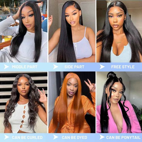 ZIYGBK Wear and Go Glueless Wigs Human Hair Pre Plucked Pre Cut 5x5 HD Lace Closure Wigs Human Hair Straight with Baby Hair Straight Human Hair Wig for Beginners Natural Black 200% Density 30 Inch