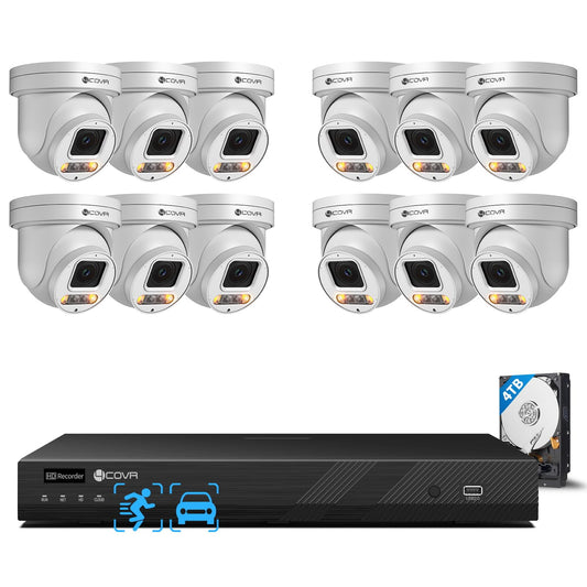 4COVR 16 Channel PoE PTZ Security Camera System 4K, 12X 5MP IP PTZ Camera Two Way Audio, 280ｰ Pan 90ｰ Tilt 5X Optical Zoom, Smart Color Night Vision, Human Vehicle Detection, NVR 4TB HDD, LY5XCP8M1612