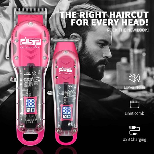 DSP® Hair Clipper, Trimmer Kit for Men Professional Barber Set for Hair and Beard Cutting Zero Gap Beard Trimmer, with LED Display (Pink)