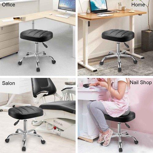JOSTZHXIN Black Square Swivel Stool Height-Adjustable Rolling Chair, Rolling Stool for Work SPA Shop Massage, Office Tattoo Spa Shop Chair