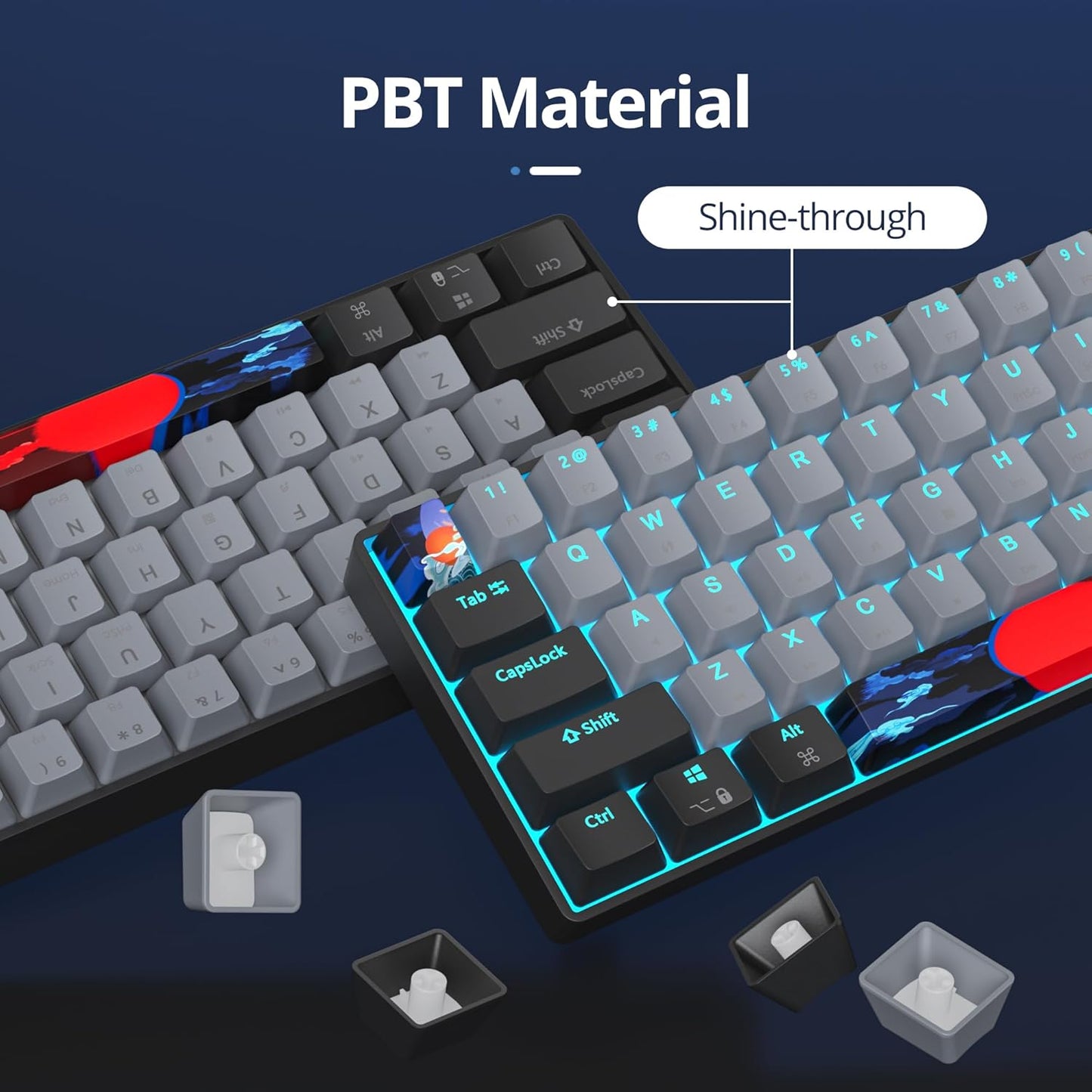 60 Percent Gaming Keyboard 61 Keys Wired Mechanical Keyboard Ultra Compact Key Board Red Switch LED Backlit for Windows Laptop Gamer