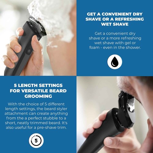 Philips Norelco Electric Shavers for Men, Rechargeable Wet/Dry Electric Shaver with SenseIQ Technology, Cordless Electric Razors for Men with Pop-up Trimmer, Travel Case