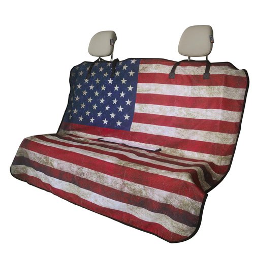 LoyaGour Back Seat Cover for Car Trucks Van SUV,Waterproof Rear Bench Towel Seat Covers for Dogs and Kids,Automotive Backseat Protector (American Flag)
