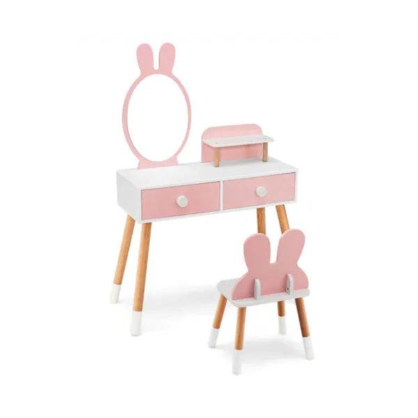 Kids 2-in-1 Vanity Table Set with Detachable Mirror - Pink