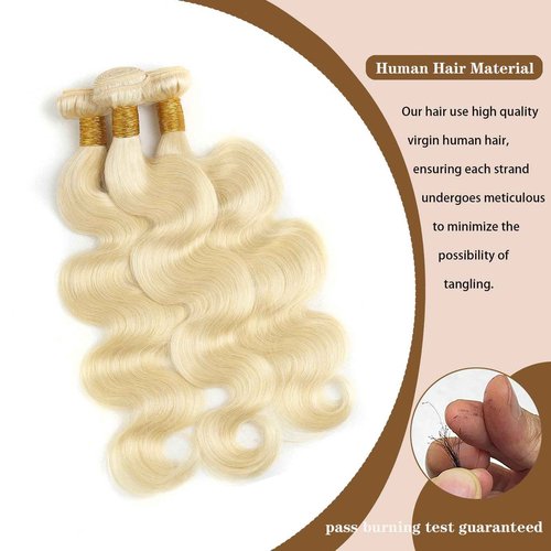 613 Blonde Bundles Human Hair Body Wave 16 18 20 inch 100% Unprocessed Virgin Human Hair Extensions 12A Quick Weave Human Hair Bundles Double Weft