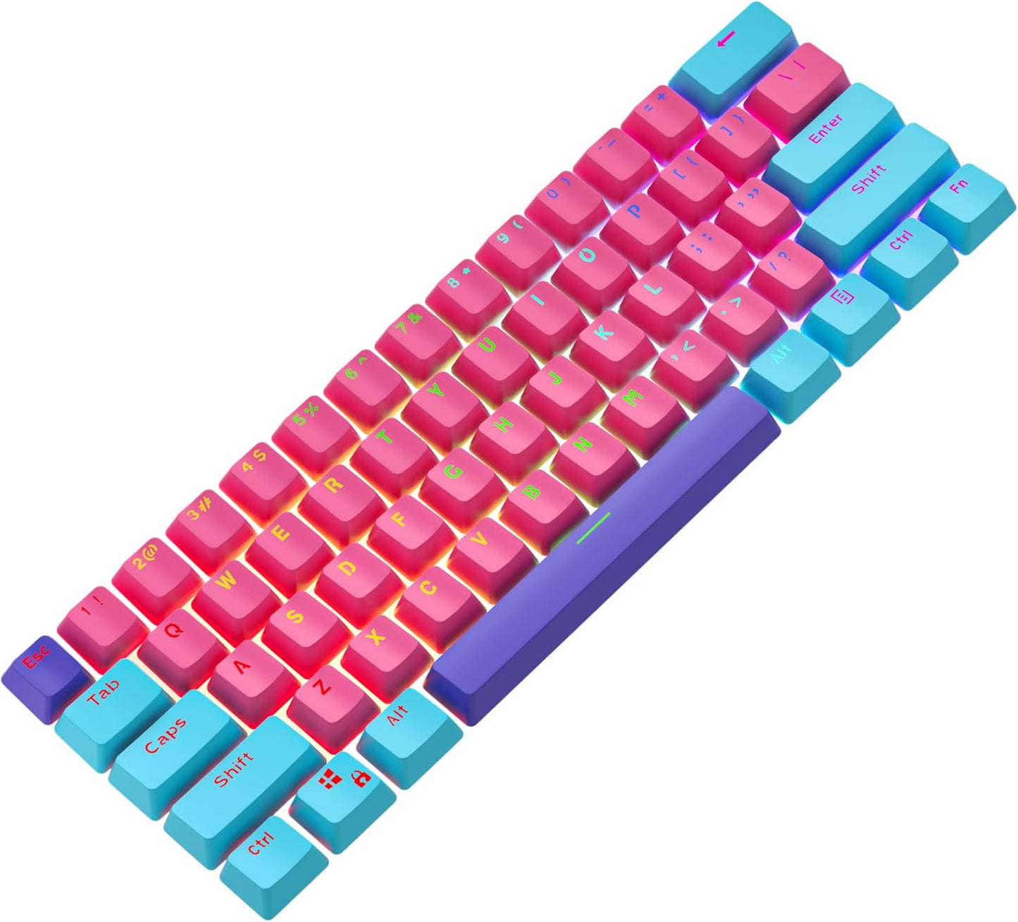 140 Keys Gradient Keycaps Side Printed Keycap Set Cherry Profile PBT Keycaps Double Shot Shine Through Custom Keycaps for Mechanical Gaming Keyboards(Minutest Dust)