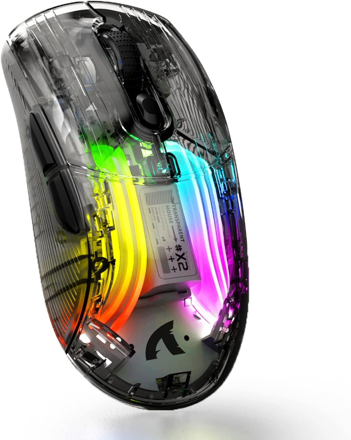A.JAZZ Wireless Gaming Mouse with Full Transparent,Tri-Mode 2.4GHz/Bluetooth/Wired Mouse,Digital Display,Charging Base,3D RGB Backlit,Silent Mice with 7 Buttons,Wireless Mice for Laptop,PC,Mac(White)
