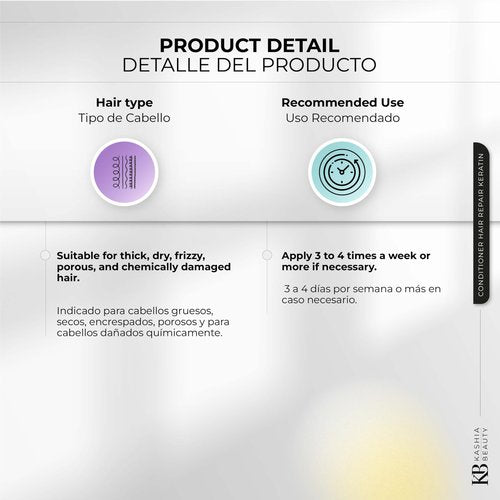 Kashia Beauty Keratin Hair Repair Conditioner 30.4 oz – Nourishing Conditioner with Hydrolyzed Keratin & Collagen – Softens Strengthens & Restores Elasticity – For Dry or Damaged Hair
