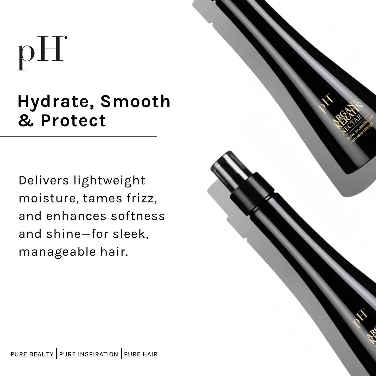 pH PURE HAIR Argan Oil & Keratin Leave-In Conditioner Spray - Argan Oil Hair Spray with Moisturizing, Anti-Frizz & UV Protection for Damaged, Color-Treated Hair, Adds Shine & Volume - 5.1 oz