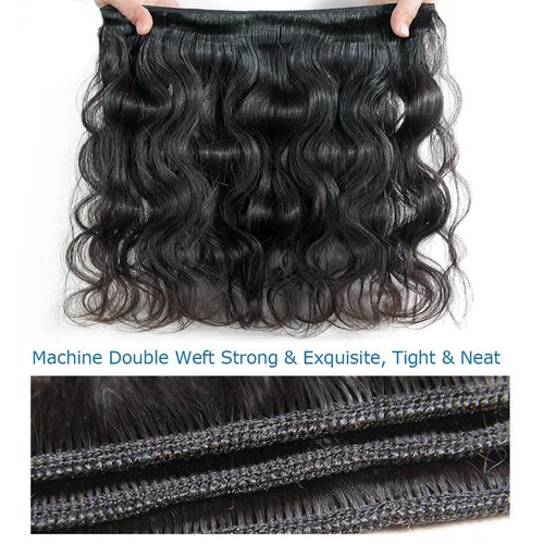 Aomllute Body Wave Bundles Human Hair 12A Grade Brazilian Human Hair Bundles Body Wave One Bundle Only 100% Unprocessed Weave Bundles Human Hair Natural Black (30 Inch)