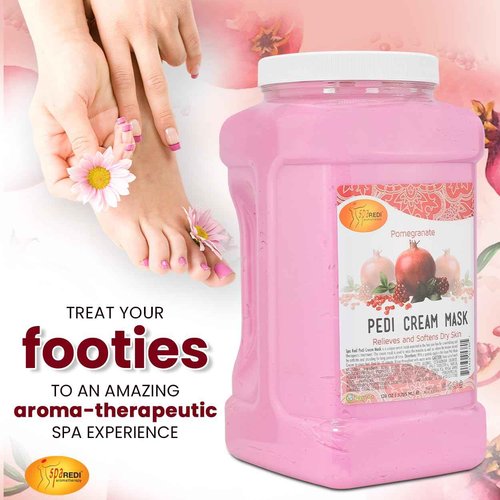 SPA REDI - Body and Foot Cream Mask, Pomegranate, 128 Oz - Pedicure Massage for Tired Feet and Body, Hydrating, Fresh Skin - Infused with Hyaluronic Acid, Amino Acids, Panthenol, Comfrey Extract