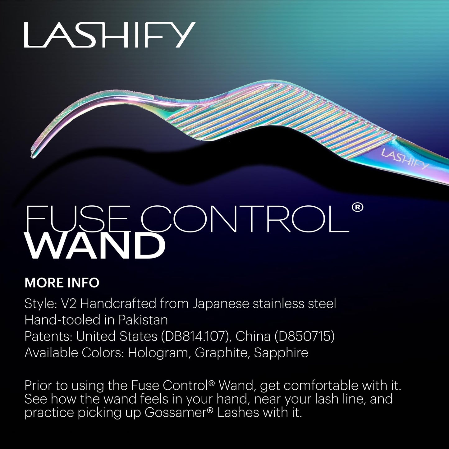Lashify Fuse Control Wand for False Lashes, The Essential Tool for Salon-Quality Lash Extension Results at Home, Hologram