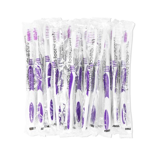 500 Prepasted Disposable Toothbrushes Individually Wrapped Pre Pasted Toothbrushes Soft Bristle Travel Tooth Brush Single Use Wrapped for Hotel, Camping, Travel and Gift for The Homeless (purple)