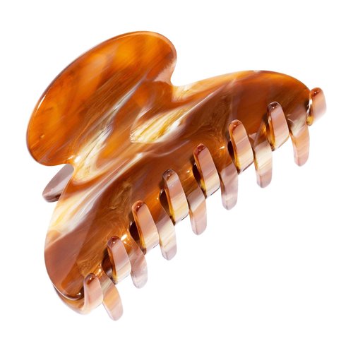 French Hair Clip for Women, Medium Couture Claw Clip for Thick or Fine Hair, Slip-Free Strong Hold, Lightweight, Damage-Free Design, Caramel Horn | France Luxe