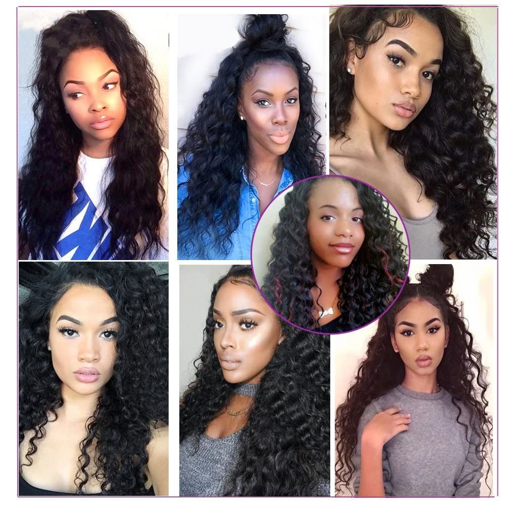 LUXEDIVA 12A Deep Wave Bundles Human Hair 16 18 20 Inchs Human Hair Bundle 100% Unprocessed Brazilian Curly Wet Wavy Texture 3 Bundles Deep Wave Natural Black