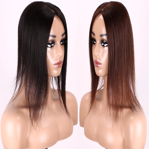 Mysyty Medium Brown Hair Toppers Real Human Hair for Women with Thinning Silk Base Crown Topper No Bangs Clip in Hair Toppers for Women12 Inch #4