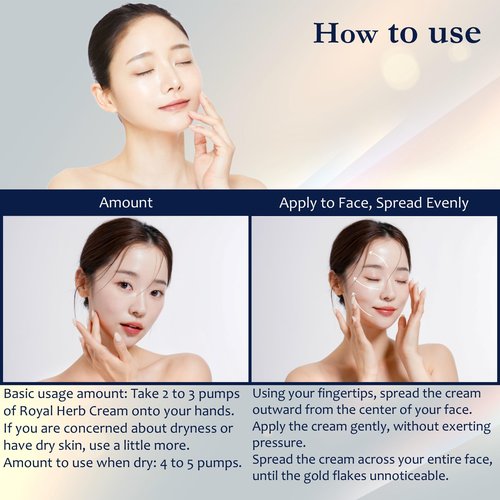 ROYAL HERB 21 CREAM Face, Neck and Décolleté Moisturizer with Aloe Vera, Hyaluronic Acid, Yeast Extract and Gold, 1.76 OZ / 50g