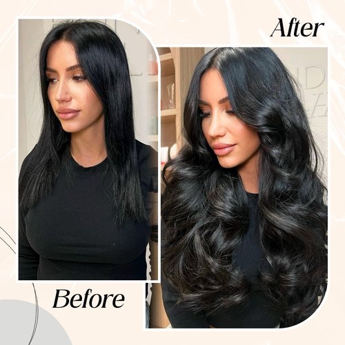 TOZOIE Tape in Hair Extensions Human Hair - 20 Inch Straight Invisible Natural Black Real Human Hair Extensions for Women (1B)