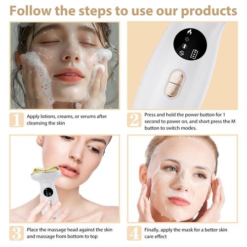 ZoGoo Upgraded Hot & Cold Dual Mode Face and Neck Beauty Massager, 7 in 1 LED Facial Sculptor, 7 Modes -Micro - Vibration - 7 Light -Heating -Ice Compress for Home Skin Care, Face Lift Device