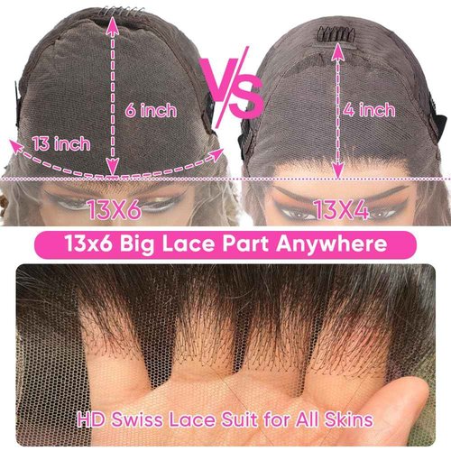 Vlusee 26 Inch 13x6 Deep Wave Lace Front Wigs Human Hair Fb/27 Ombre Blonde Lace Front Wig Human Hair Pre Plucked 13x6 HD Full Lace Frontal Curly Human Hair Glueless Wig for Women