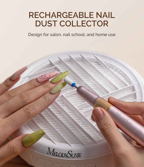 MelodySusie Rechargeable Nail Dust Collector with Ceramic 3/32'' Chamfer Flat Top Large Barrel Nail Drill Bit