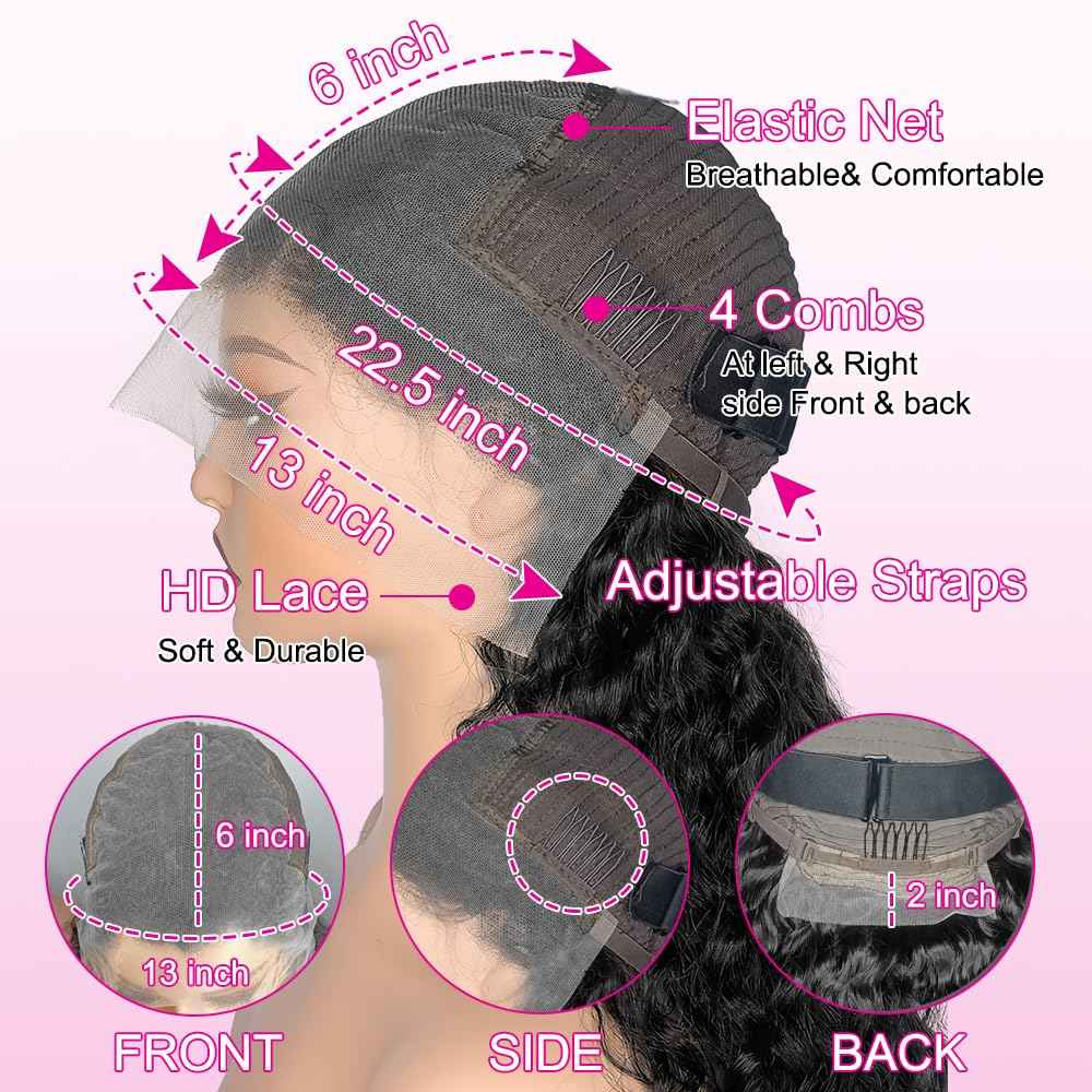 Meet Naive 30 Inch Curly Lace Front Wigs Human Hair 200 Density 13x6 HD Lace Frontal Wigs for Women Deep Curly Glueless Wigs Human Hair Pre Plucked with Baby Hair