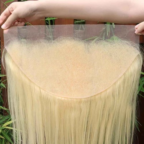 MSTOXIC 613 Frontal Straight 13x6 Transparent HD Lace Frontal Closure 12A Brazilian Virgin Remy Hair Free Part Ear to Ear Blonde Frontal Human Hair For Women Pre Plucked With Baby Hair 150% 14 Inch