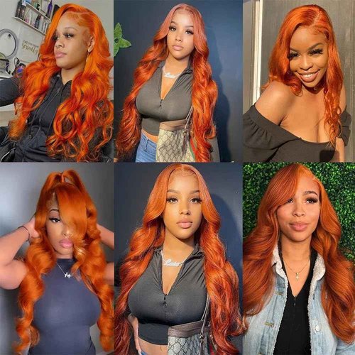 Condescension Human Hair Bundles 22 24 26 inch Orange Burnt Orange 350 Body Wave Bundles Human Hair Unprocessed Brazilian Virgin Hair for Black Women