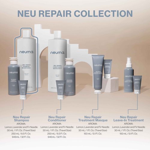 Neuma Neu Repair Shampoo - Revitalizes, and Strengthens Damaged Hair, Sulfate-Free, Lemon, Lavender and Fir Needle Scent