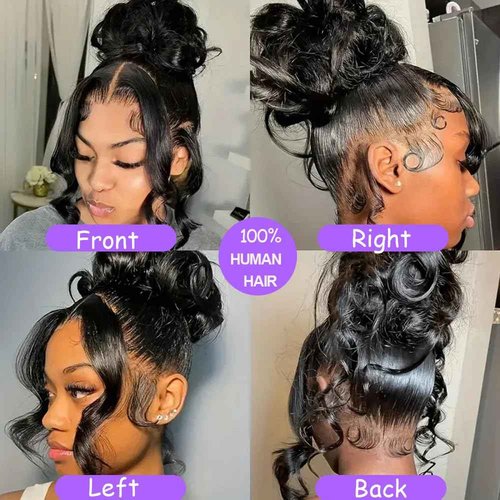 daparo 360 Body Wave Lace Front Wigs Human Hair Drawstring HD Lace Front Wigs Human Hair 180 Density Hidden Strap Glueless Full Lace Frontal Wig for Women 24 Inch