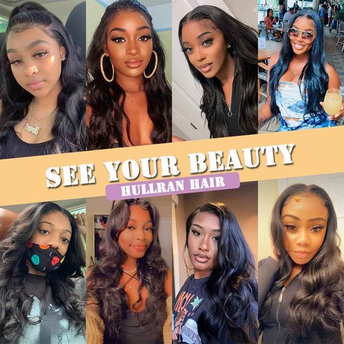 Hullran 12A Human Hair Bundles 14 16 18 18 Inch Body Wave Bundles Human Hair Extensions 400g Unprocessed Brazilian Virgin Body Wave 4 Pieces Deals Brazilian Quick Weave Natural Black Wavy Extensions