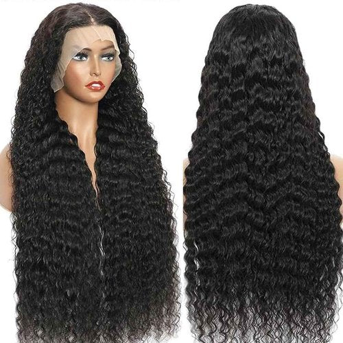 Deep Wave Lace Front Wigs Human Hair Pre Plucked 200% Density 13x4 Deep Curly Lace Frontal Wigs Human Hair for Black Women 13x4 Large Lace Wig 26inch