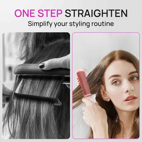 Aniekin 3 in 1 Steam Hair Straightener Brush, 4 Temp Settings & Steam Reduces Damage, Nourishes Hair, and Expedites Straightening, Dual Voltage, Professional Styling Tools