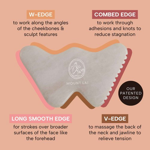 Mount Lai Vitality Qi White Jade Gua Sha Facial Tool – The Imperial Stone of Purity – Patented 5-Sided Professional Sculpting Tool for Lymphatic Drainage, Precision Contouring & Imperial Radiance