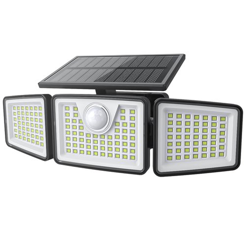 daphino 2500LM Solar Lights Outdoor with Motion Sensor,3 Head 270° Wide Angle Street Area Lights,IP65 Waterproof Security Lighting with 3 Modes(Non-Remote,1 Pcs)
