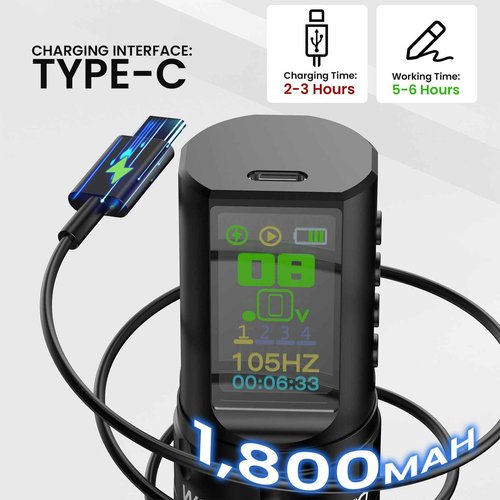 WORMHOLE PRO Tattoo Gun AQUILA Wireless Tattoo Machine Multi-function Smart Tattoo Pen 1,800mAh Battery Smart Display, Brushless Motor, 7 Strokes Length for tattooists HKP14-A