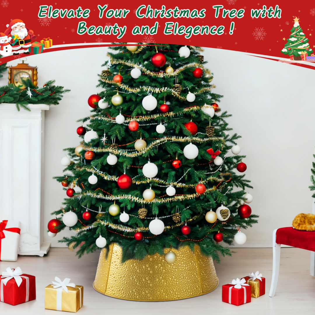 Metal Christmas Tree Collar - Durable Waterproof Tree Base Cover