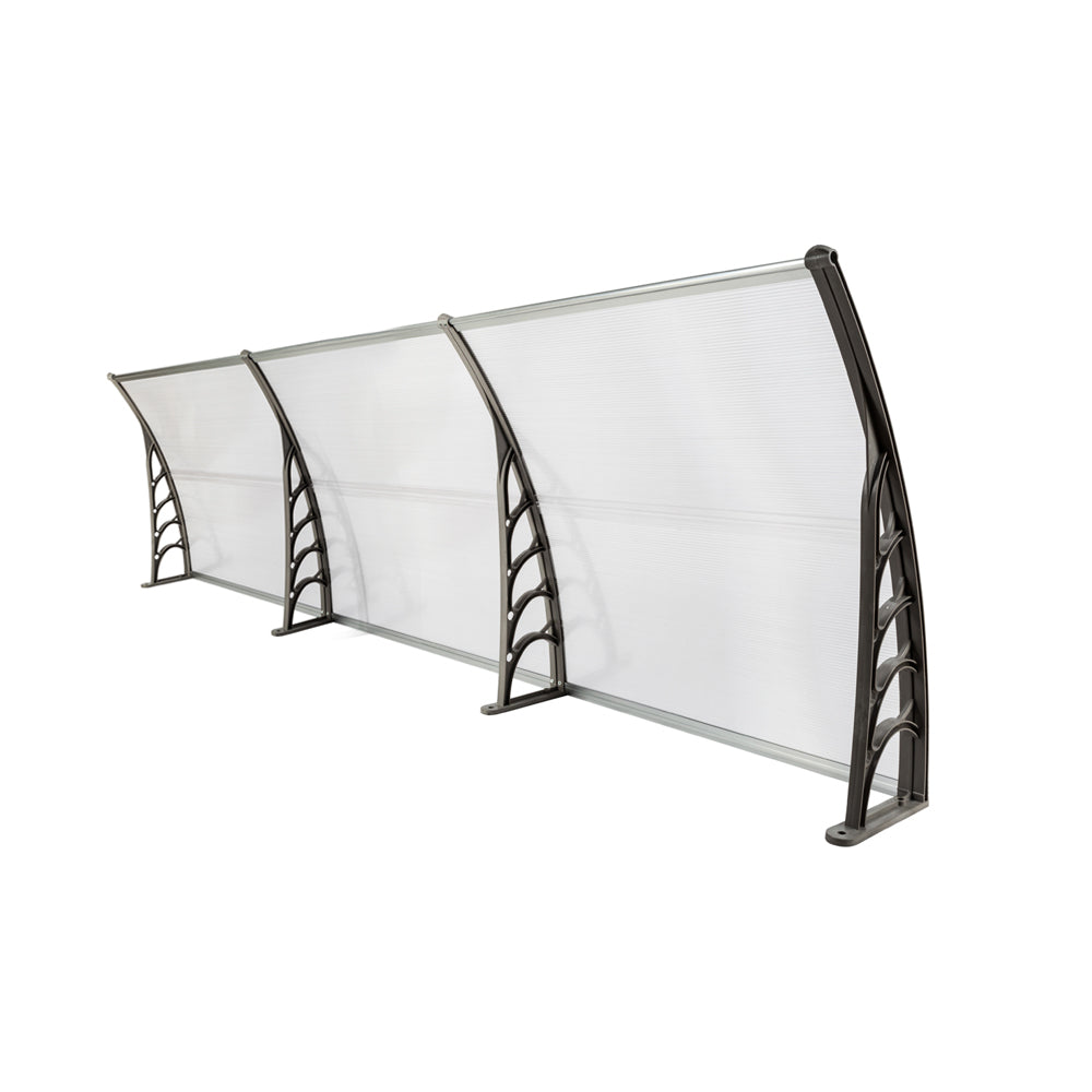 Outdoor Window Awning Canopy 120x38 Inch Polycarbonate Cover Sun Rain Snow Protection Grey