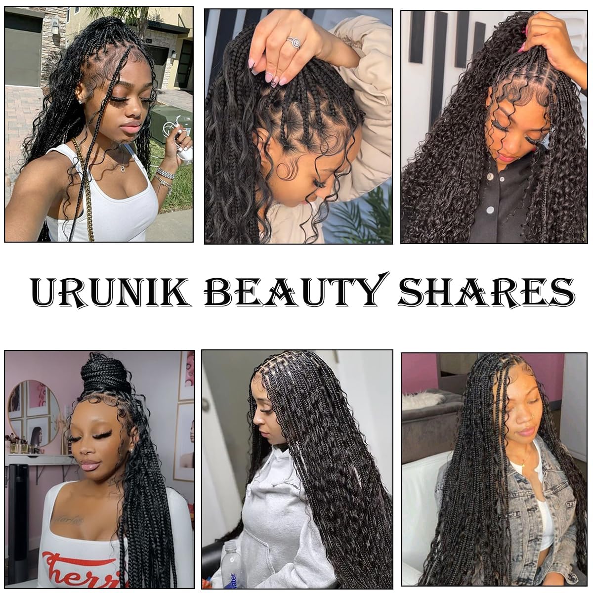 36 Inch Long Boho Knotless Braided Wigs For Women Natural Black 100% Hand Tied 13x6 Bohemian Boho Box Braids Lace Front Wig Synthetic Braid Wig With Baby Hair (Natural Color Braided Wigs, 36 Inch)