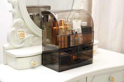MOOCHI Professional Large Cosmetic Makeup Organizer Dust Water Proof Cosmetics Storage Display Case with Drawers