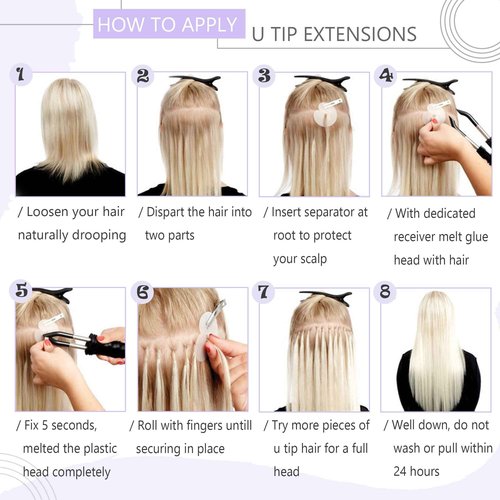 SEGO U Tip Hair Extensions Real Human Hair Pre Bonded Keratin Fusion Nail Tip Balayage Natural Silky Straight Extensions 50 Strands 50g/Pack -18 Inch Golden Brown&Bleach Blonde