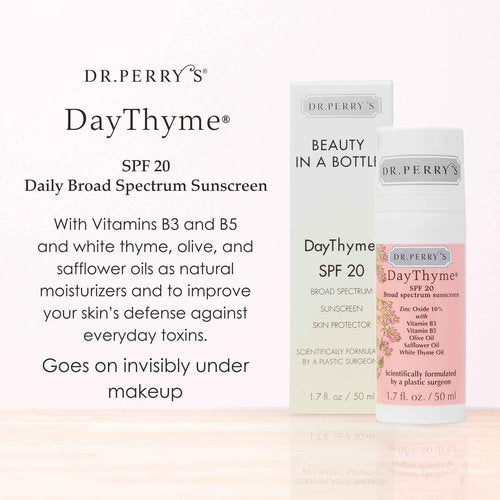 Dr. Perry’s DayThyme SPF 20 Daily Broad Spectrum Sunscreen with Zinc Oxide and Vitamins B3, B5