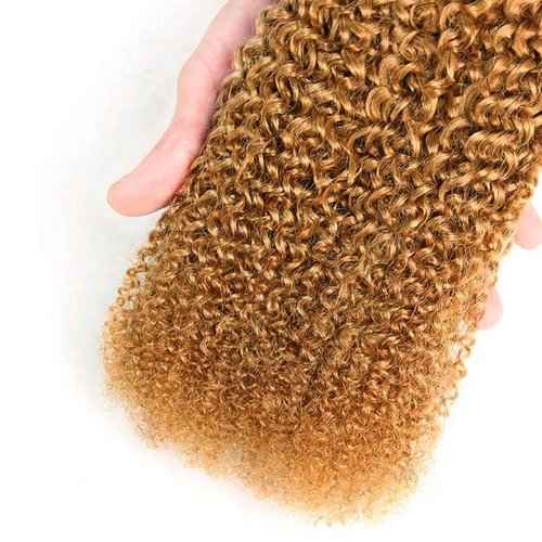 22 24 26 Inch Honey Blonde Bundles Color #27 Kinky Curly Human Hair Bundles Brazilian Honey Blonde Kinky Curly Bundles Human Hair Color #27 Bundles Hair Extensions