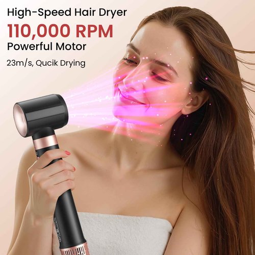 Dual Voltage 3 in 1 Hot Hair Styler – High-Speed Hair Dryer with Air Wrap for Women with Extra Long Barrel Air Styler, European Hair Tools Styling, Fast Drying and Quick Styling, Travel Case