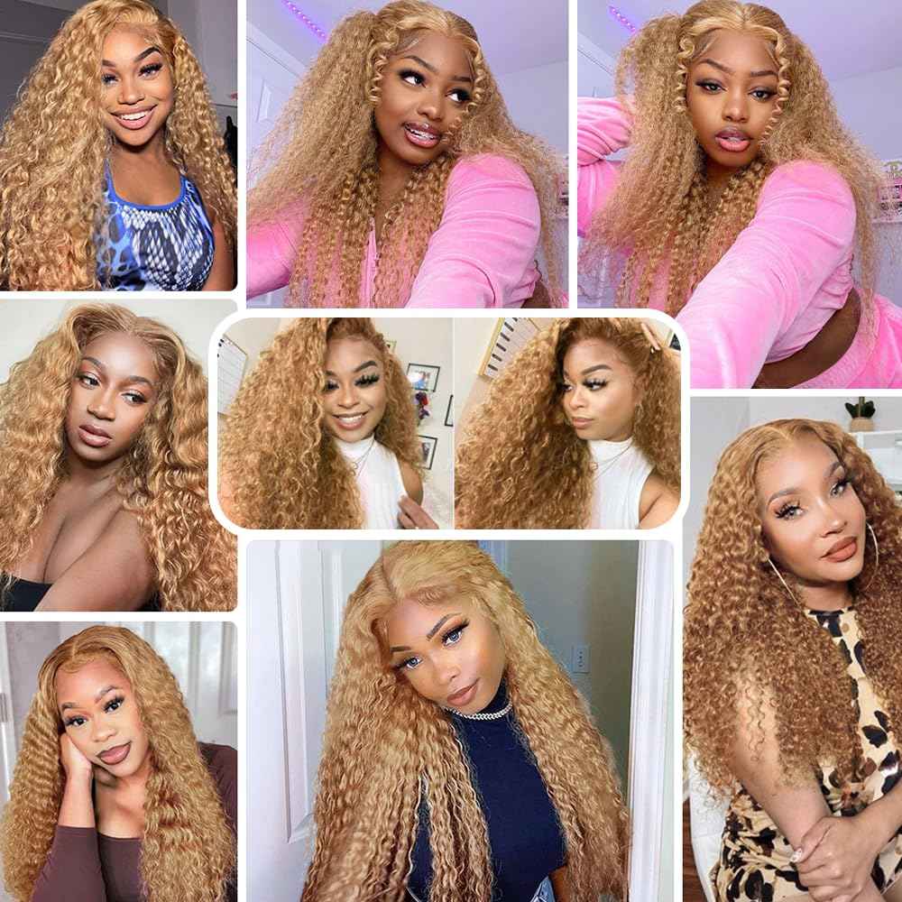 27 Human Hair Bundles Honey Blonde Bundle Blonde Deep Wave Human Hair Bundle 24 24 24 inch Same Length 3 Bundles