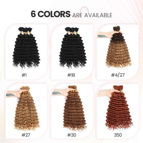 Urbeauty Human Braiding Hair Wet and Wavy, Human Braiding Hair for Boho Braids, Bulk Human Hair for No Weft Water Wave 100% Unprocessed Virgin Hair Micro/Knotless/Bohemian/Twist/Locs #1B