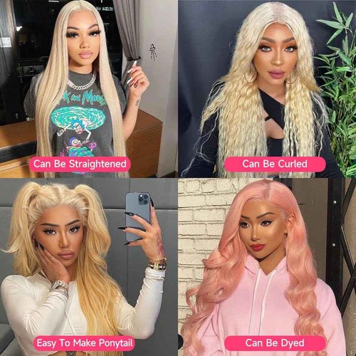 Lotulo 13x6 613 Lace Front Wig Human Hair, 613 Body Wave Lace Front Wig Human Hair, 200% Density Transparent Lace Front Wigs Human Hair Pre Plucked with Baby Hair Natural Hairline (30 Inch)