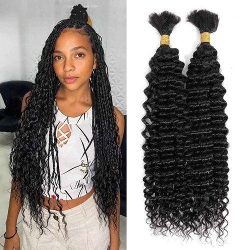Urbeauty Human Braiding Hair, Deep Wave Bulk Human Hair for Braiding, Curly Human Hair for Boho Braids, Knotless/Goddess/Micro/Bohemian/Gypsy/No Weft/Curly/100% Unprocessed Virgin Human Hair 20 Inch